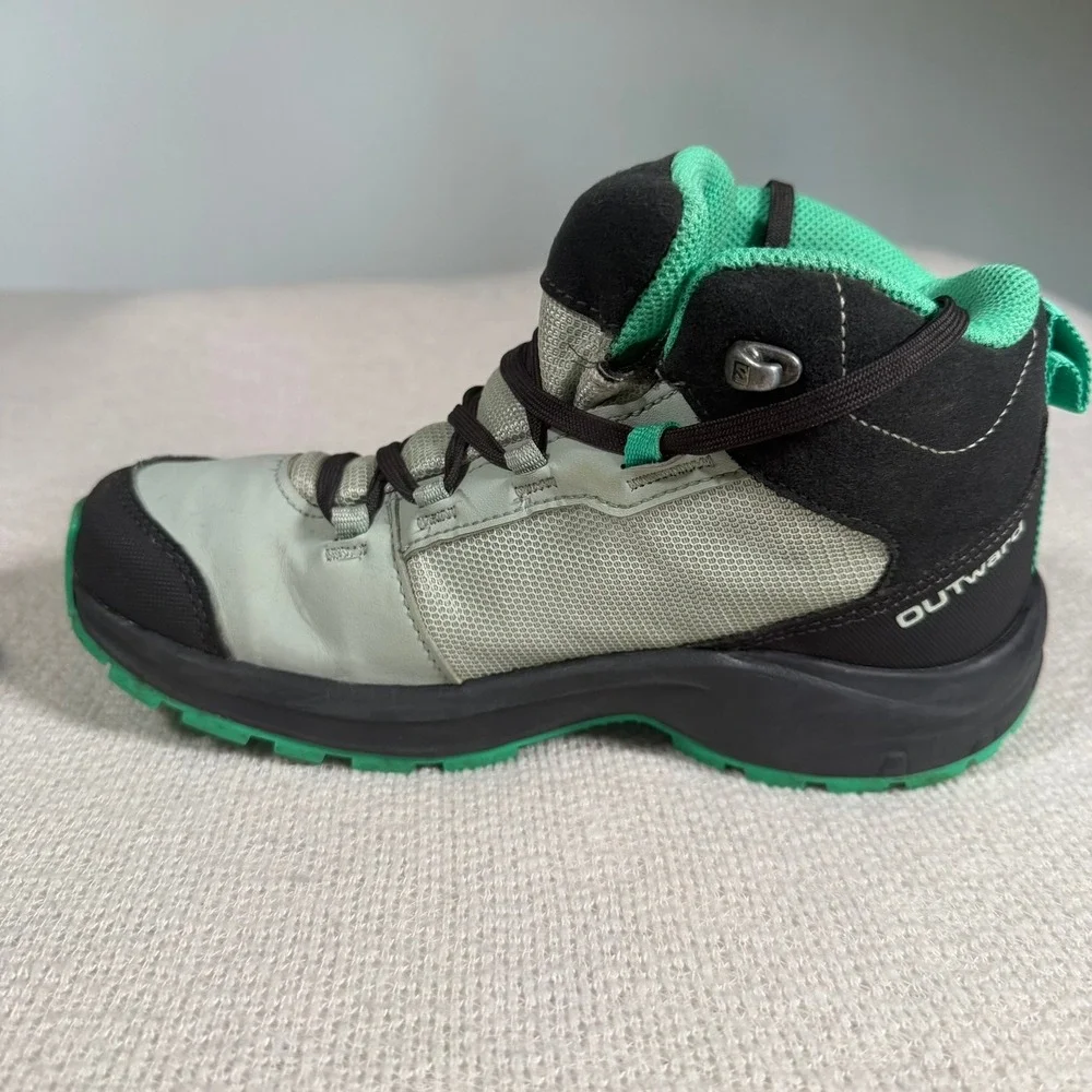 Salomon Outward CSWP Hiking‎ Boots 4 Grey Green Waterproof Kids 412848
